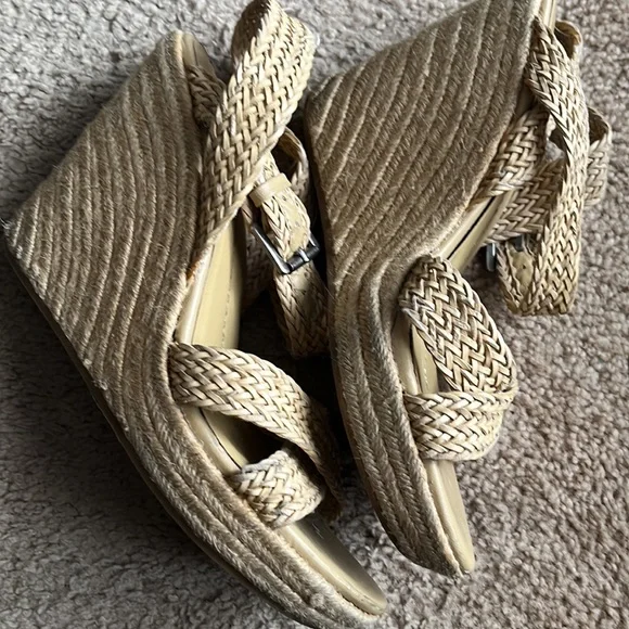 Natural beige Dolce Vita strappy twine sandal wedges - Picture 10 of 13